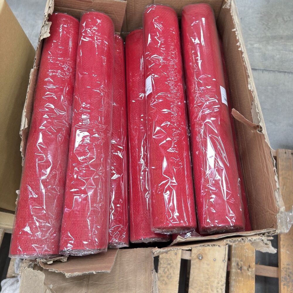4 rolls Ruby Red 21” x 10 Yards Deco Mesh Ribbon Fabric New Sealed Wreaths